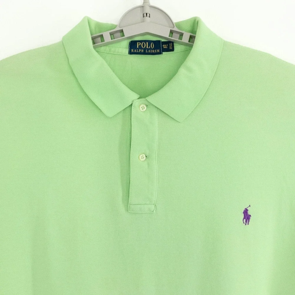 Polo Ralph Lauren Mens 4XLT Tall Lime Green Short Sleeve Pique Polo Shirt Purple